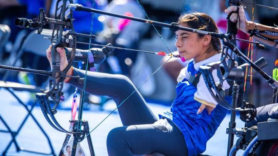 Shetaal Devi, en los Juegos Paralímpicos de París.