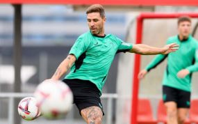 Yeray Álvarez, durante un entrenamiento en Lezama.