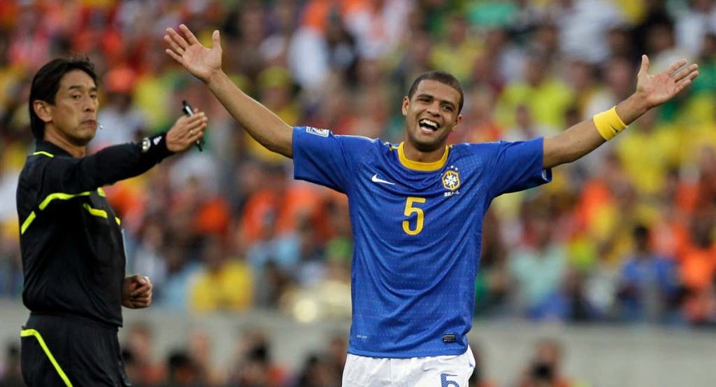 Felipe Melo, con la selección de Brasil, en el Mundial de Sudáfrica.