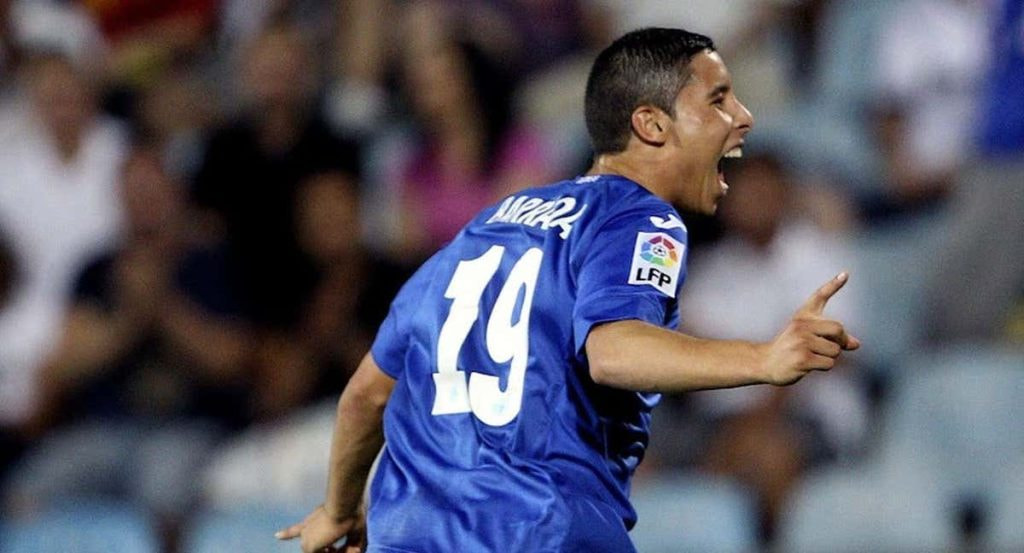 Barrada celebra su gol ante el Madrid.