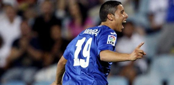 Barrada celebra su gol ante el Madrid.