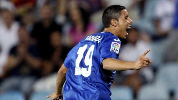 Barrada celebra su gol ante el Madrid.