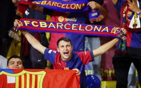 Aficionados del Barcelona.