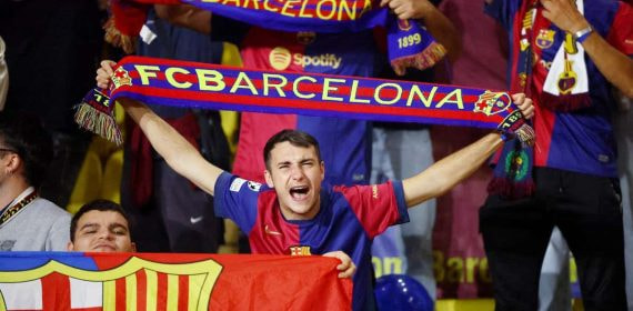 Aficionados del Barcelona.