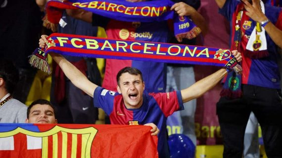 Aficionados del Barcelona.