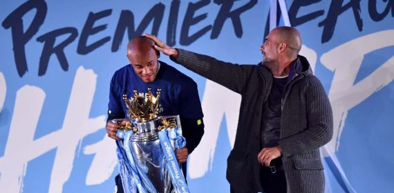 Vincent Company y Pep Guardiola, durante su etapa en el Manchester City.