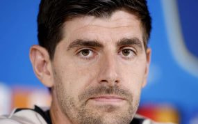 Thibaut Courtois, durante la rueda de prensa.