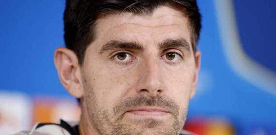 Thibaut Courtois, durante la rueda de prensa.