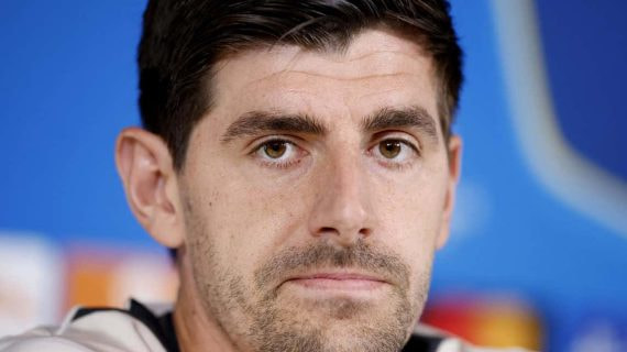 Thibaut Courtois, durante la rueda de prensa.
