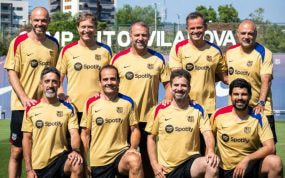 El cuerpo técnico de Hansi Flick, cuando empezó los entrenamientos en la Joan Gamper.