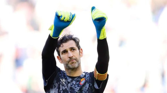 Diego López, en uno de sus partidos de despedida con el RCDE Espanyol.