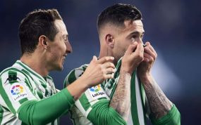 Sergio León celebra su gol en el Betis-Espanyol del 30 de enero del 2019, el día que cambió su destino.