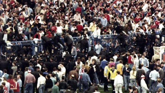Imagen de la tragedia de Hillsborough.