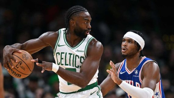 Jaylen Brown, en un partido con los Celtics.