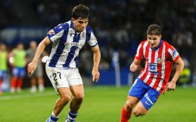Jon Aramburu durante un partido de Liga con la Real Sociedad.