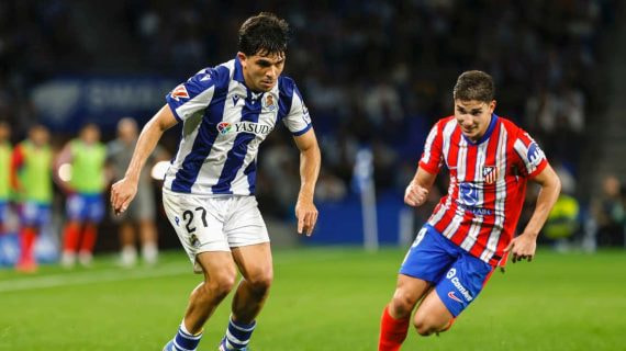 Jon Aramburu durante un partido de Liga con la Real Sociedad.
