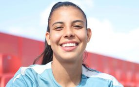 Lauren Leal, jugadora del Atlético de Madrid, durante su entrevista con Relevo en la Ciudad Deportivo Civitas de Alcalá de Henares.