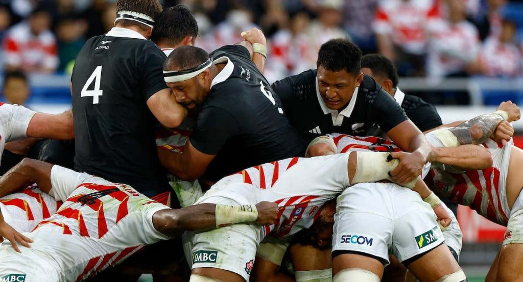Partido de rugby entre Japón y Nueva Zelanda.