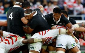 Partido de rugby entre Japón y Nueva Zelanda.