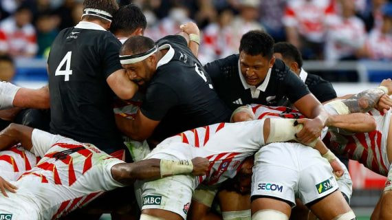 Partido de rugby entre Japón y Nueva Zelanda.