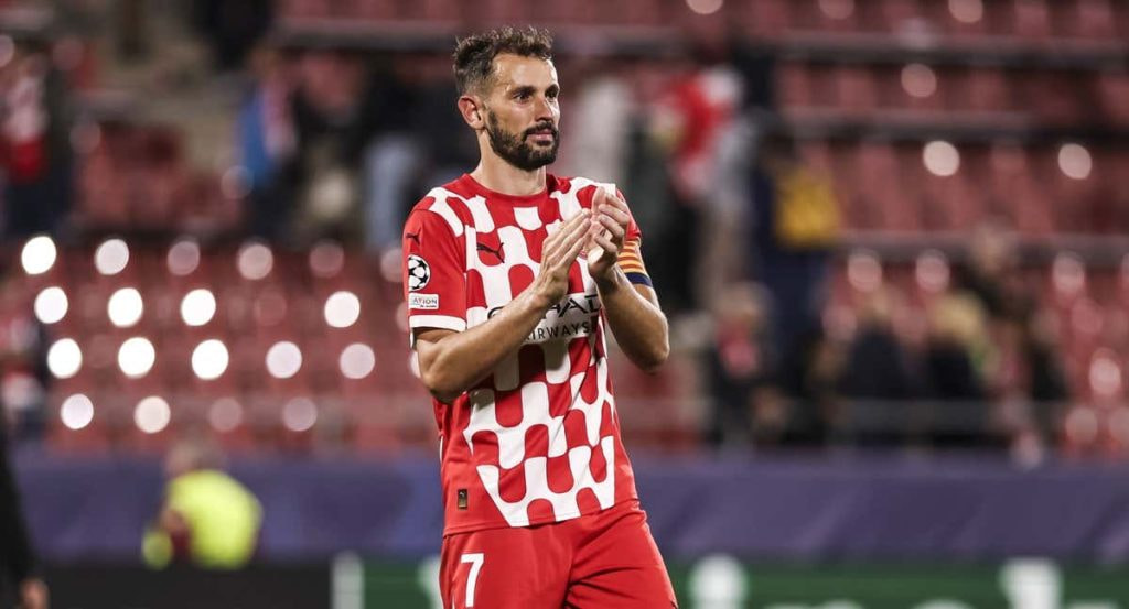 Stuani, en el partido ante el Slovan Bratislava.