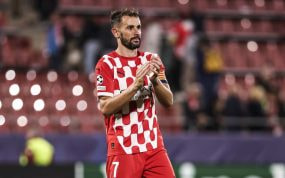 Stuani, en el partido ante el Slovan Bratislava.