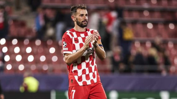 Stuani, en el partido ante el Slovan Bratislava.