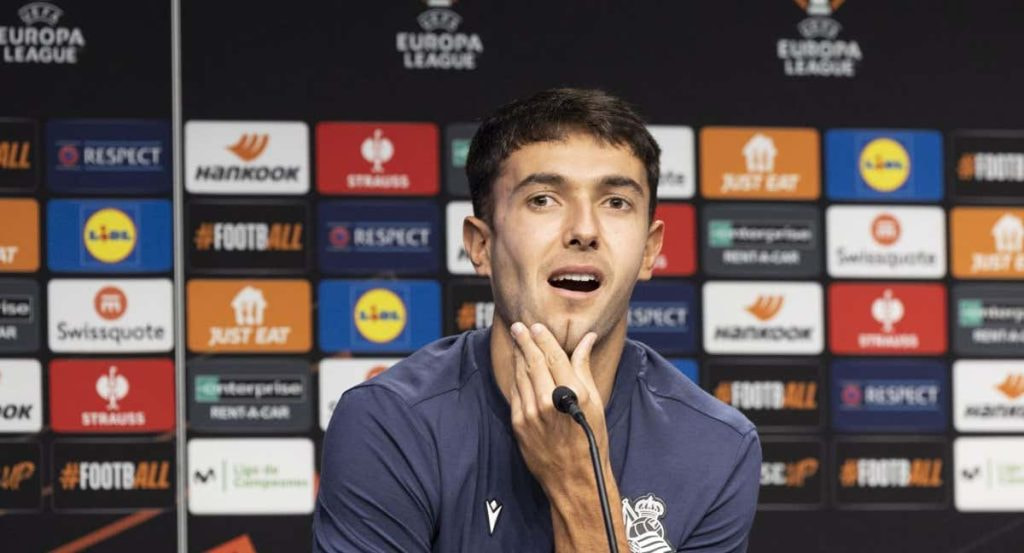 Martin Zubimendi, durante la rueda de prensa en el Reale Arena.