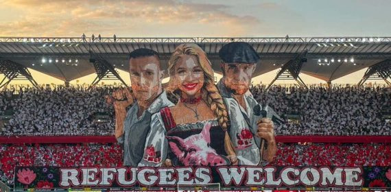 Imagen de uno de los polémicos tifos de la Zyleta.