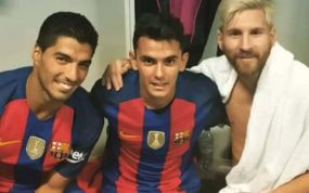 Nili, en el vestuario junto a Messi y Suárez