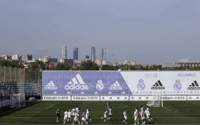 El Real Madrid, entrenándose en Valdebebas.