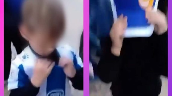 El menor de cinco años que no tuvo que entrar con la camiseta en el estadio.