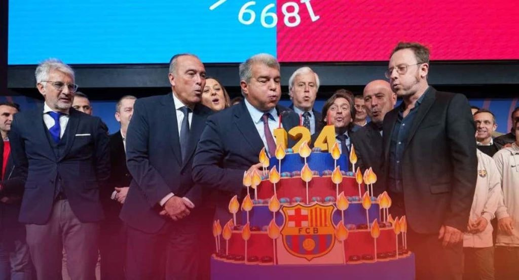 Joan Laporta y David Carabén, en la celebración del 124º aniversario del FC Barcelona.