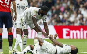 Militao, en el momento de su lesión contra Osasuna.
