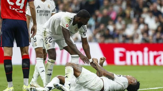 Militao, en el momento de su lesión contra Osasuna.