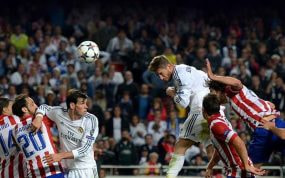 Sergio Ramos, marcando el gol de La Décima.
