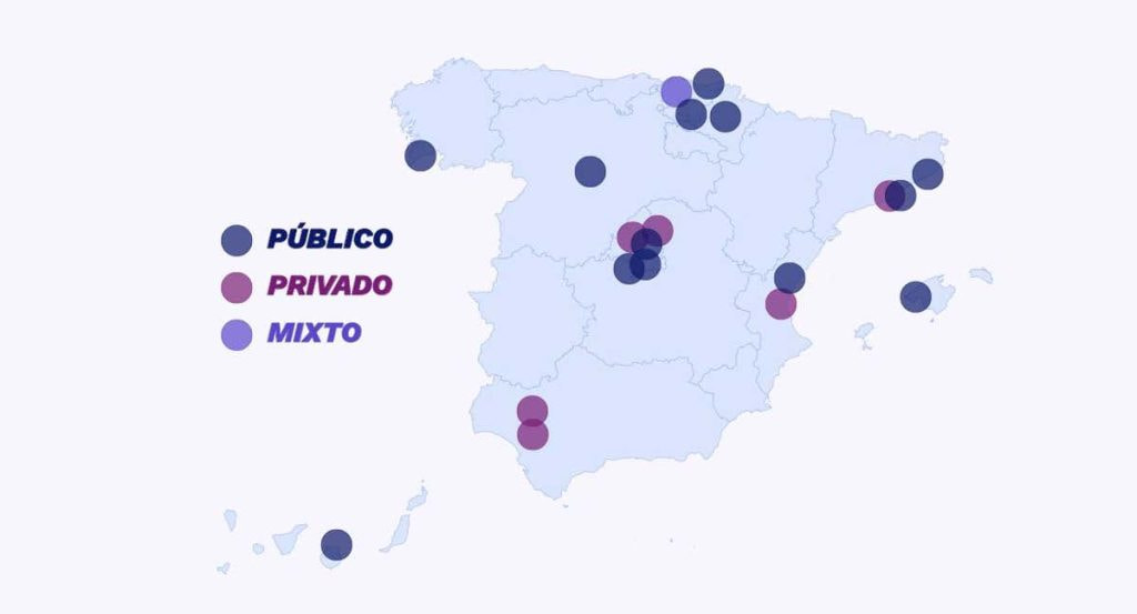 El mapa de los estadios de LaLiga, según su tipo de propiedad.