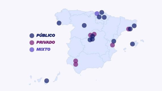 El mapa de los estadios de LaLiga, según su tipo de propiedad.