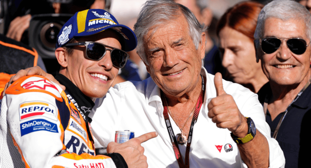 Giacomo Agostini con Marc Márquez.