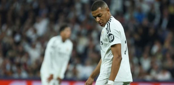 Mbappé, durante el Madrid-Milan.