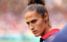 Montse Tomé durante un partido en los Juegos Olímpicos.