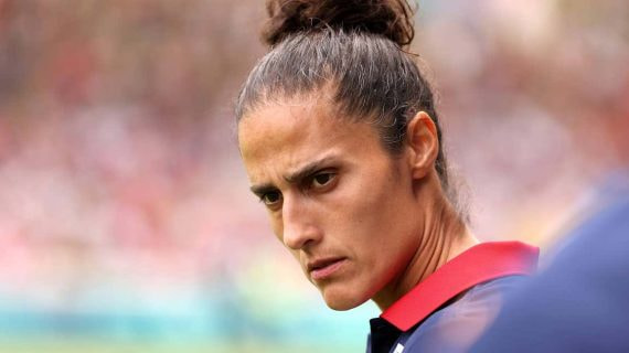 Montse Tomé durante un partido en los Juegos Olímpicos.