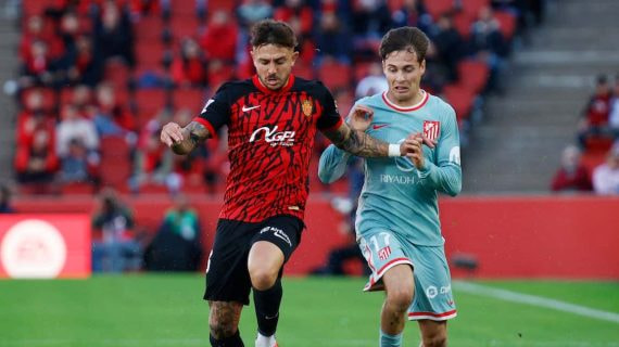Pablo Maffeo durante un partido con el Mallorca.