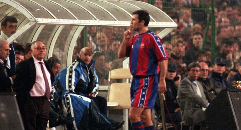 Hristo Stoichkov durante un partido en el Bernabéu.