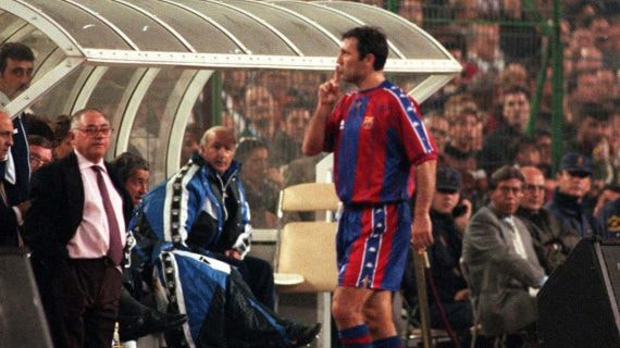 Hristo Stoichkov durante un partido en el Bernabéu.