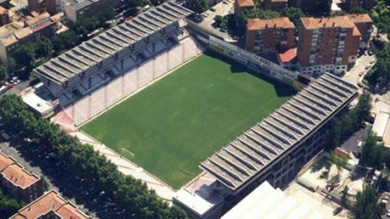 Vista aérea del Estadio de Vallecas, en Madrid.