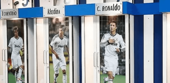 Imagen del interior del vestuario del Real Madrid hace algunas temporadas.