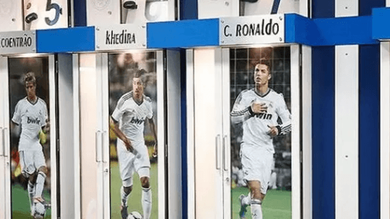 Imagen del interior del vestuario del Real Madrid hace algunas temporadas.