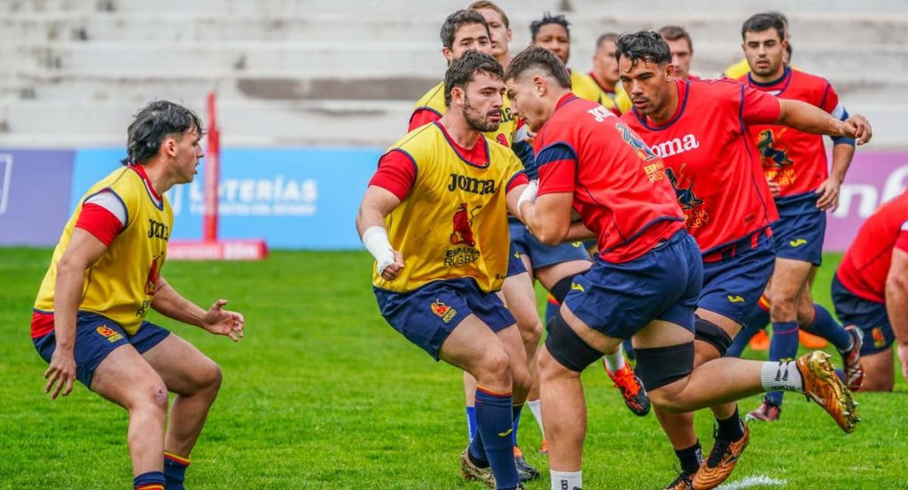Leones calentando.