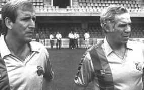 Carles Rexach y Luis Aragonés, cuando eran los dos entrenadores del FC Barcelona.